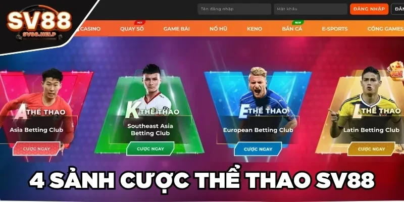 4 sảnh cược thể thao SV88