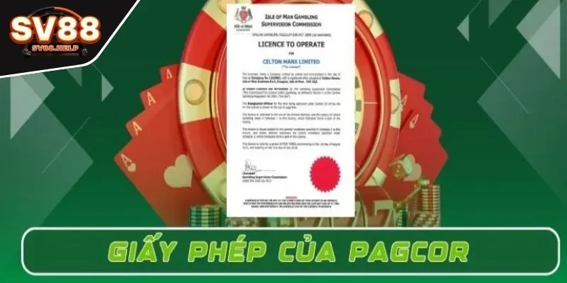 PAGCOR chứng nhận giấy phép hoạt động SV88